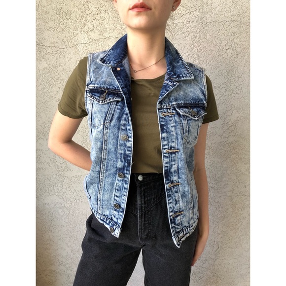 Vintage Jackets & Blazers - 90’s VINTAGE | acid washed denim vest